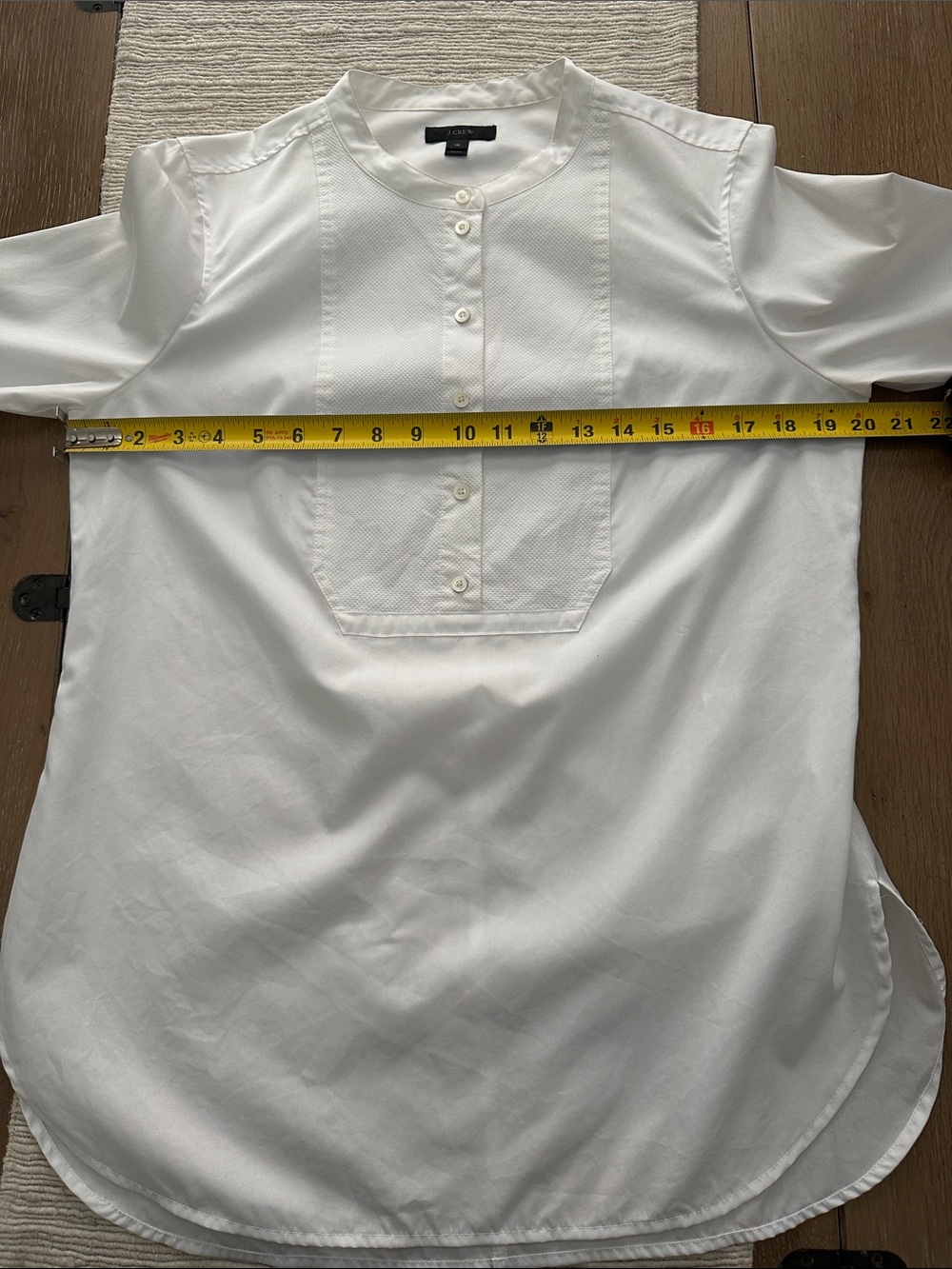 J Crew White Tuxedo Button-Front Bib Tunic Top Shirt Blouse popover 10 M - Picture 9 of 12